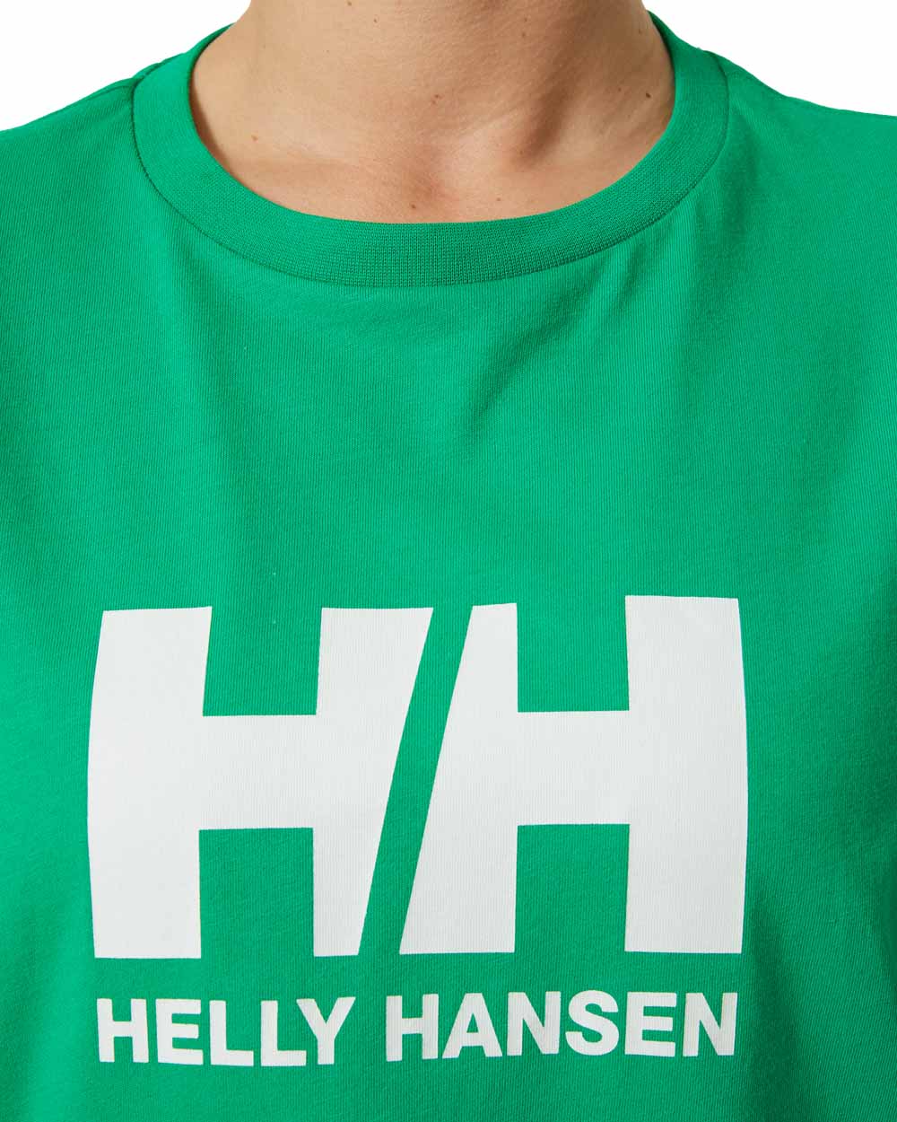 Bright Green coloured Helly Hansen Womens T-Shirt on white background 