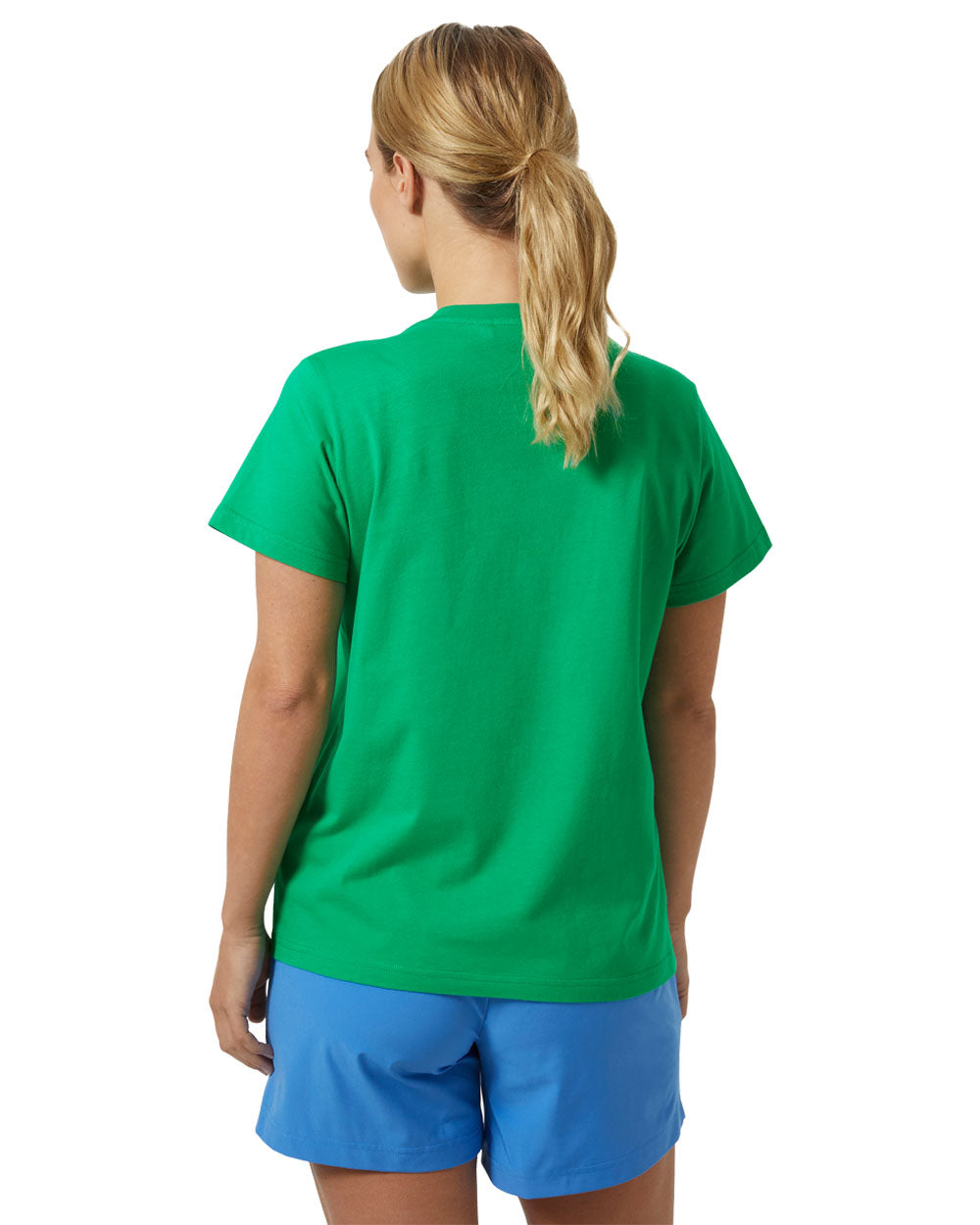 Bright Green coloured Helly Hansen Womens T-Shirt on white background 