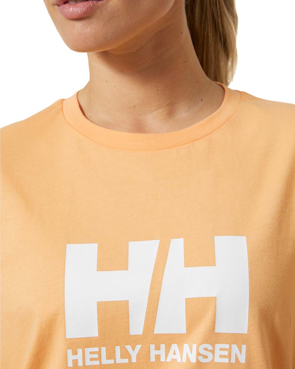 Miami Peach coloured Helly Hansen Womens T-Shirt on white background 