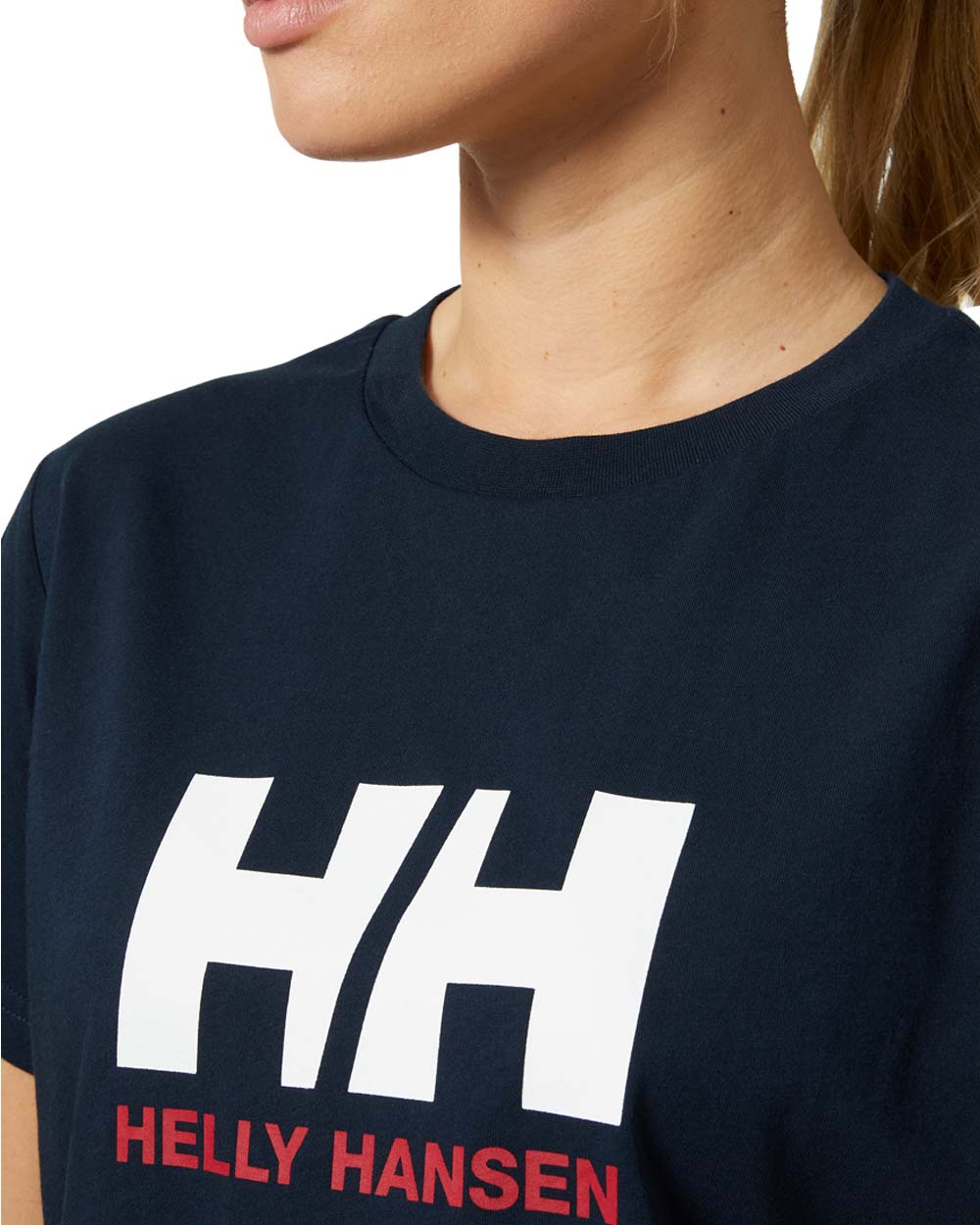 Navy coloured Helly Hansen Womens T-Shirt on white background 