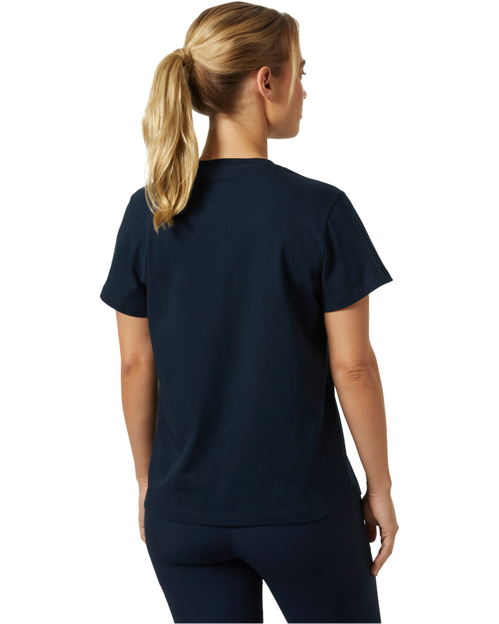 Navy coloured Helly Hansen Womens T-Shirt on white background 