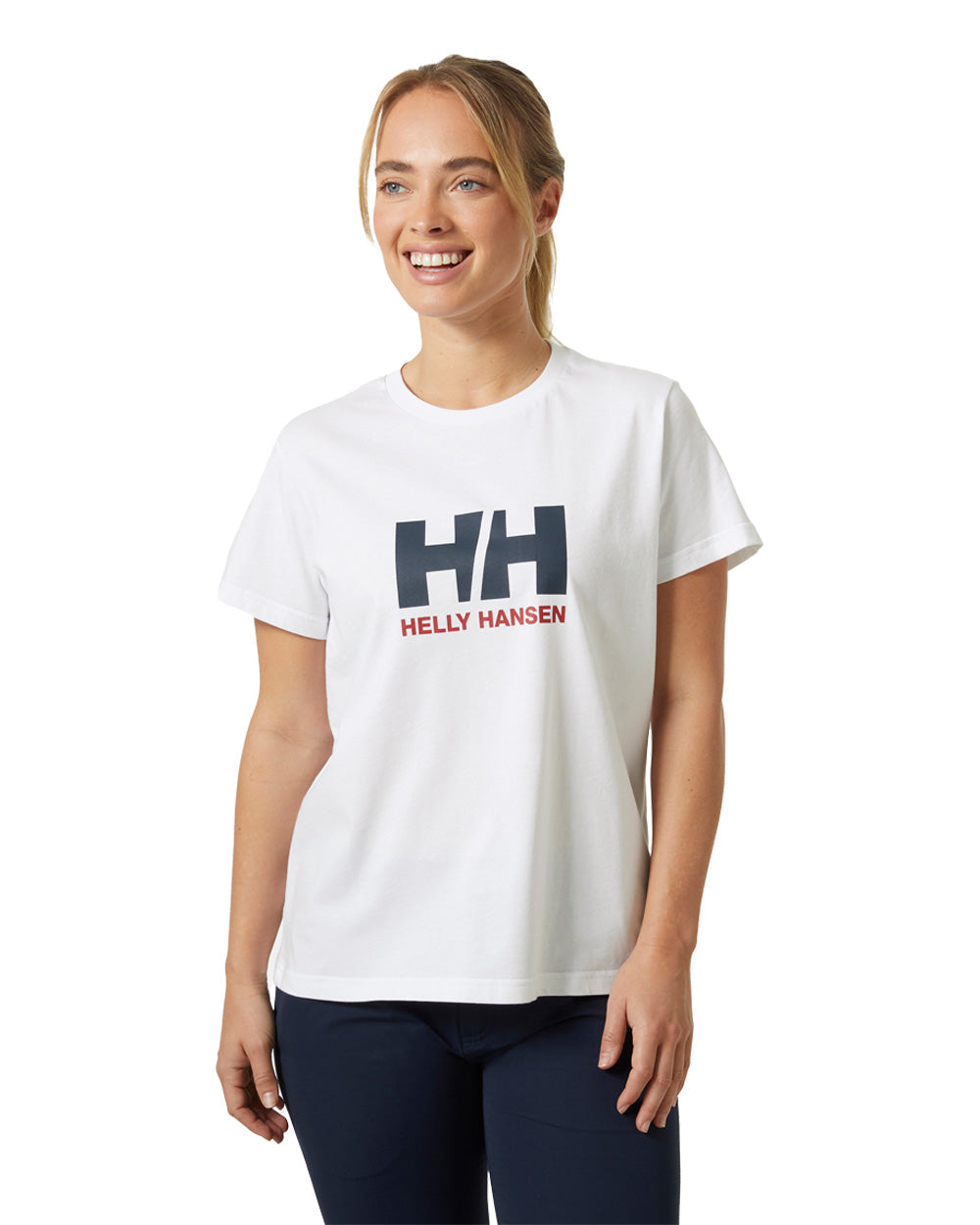 White coloured Helly Hansen Womens T-Shirt on white background 