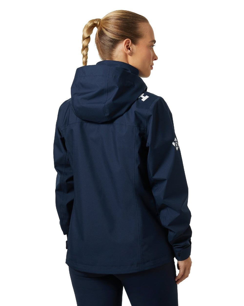 Navy coloured Helly Hansen Womens American Magic Crew Hooded Jacket 2.0 on white background 