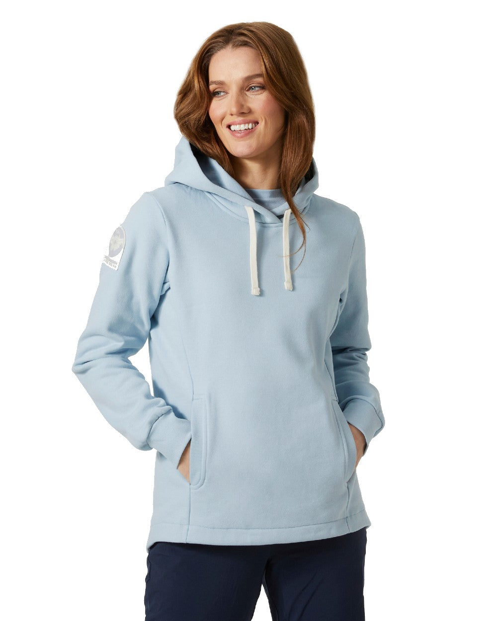 Baby trooper coloured Helly Hansen Womens Arctic Ocean Hoodie on white background 