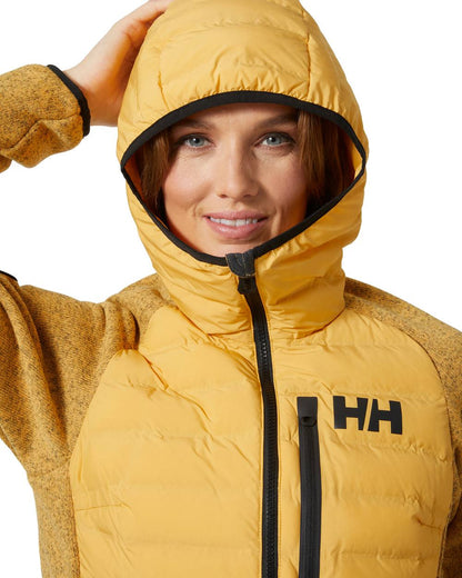 Honeycomb coloured Helly Hansen Womens Arctic Ocean Hybrid Insulator Jacket on white background 