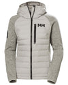 Mellow Grey coloured Helly Hansen Womens Arctic Ocean Hybrid Insulator Jacket on white background #colour_mellow-grey