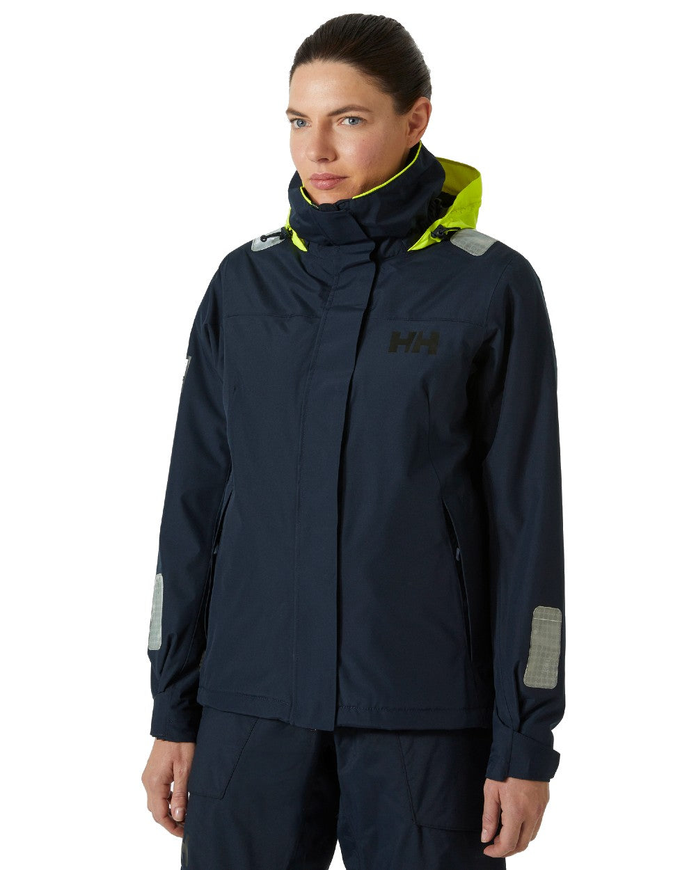 Navy coloured Helly Hansen womens arctic shore jacket on white background 