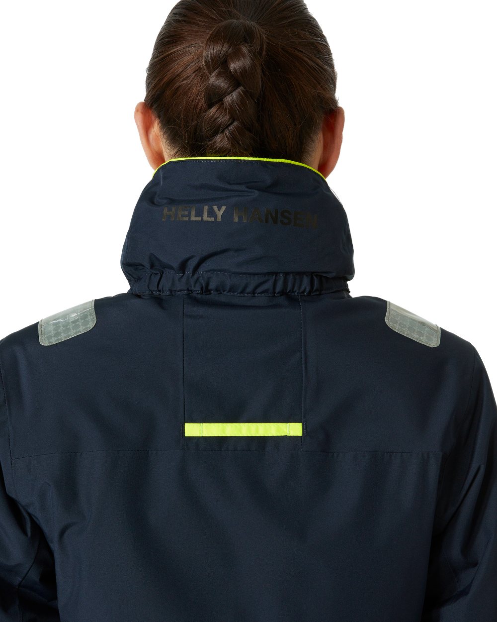 Navy coloured Helly Hansen womens arctic shore jacket on white background 