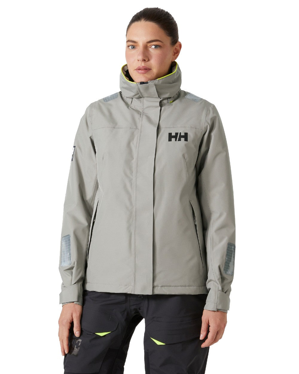 Terrazzo coloured Helly Hansen womens arctic shore jacket on white background 