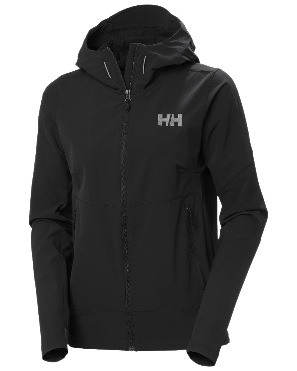 Black Coloured Helly Hansen Womens Blaze Hooded Softshell Jacket on White Background
