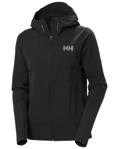 Black Coloured Helly Hansen Womens Blaze Hooded Softshell Jacket on White Background
