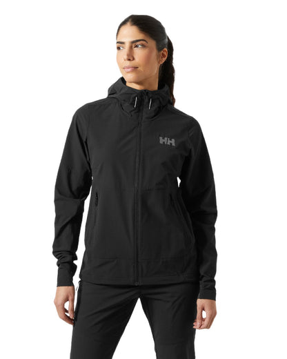 Black Coloured Helly Hansen Womens Blaze Hooded Softshell Jacket on White Background
