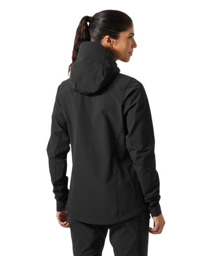 Black Coloured Helly Hansen Womens Blaze Hooded Softshell Jacket on White Background
