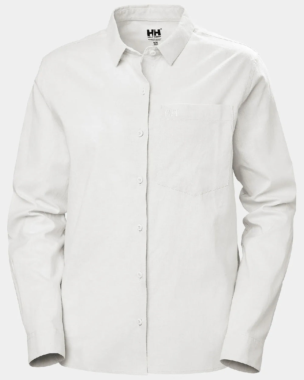 White coloured Helly Hansen Womens Club Shirt on grey background 