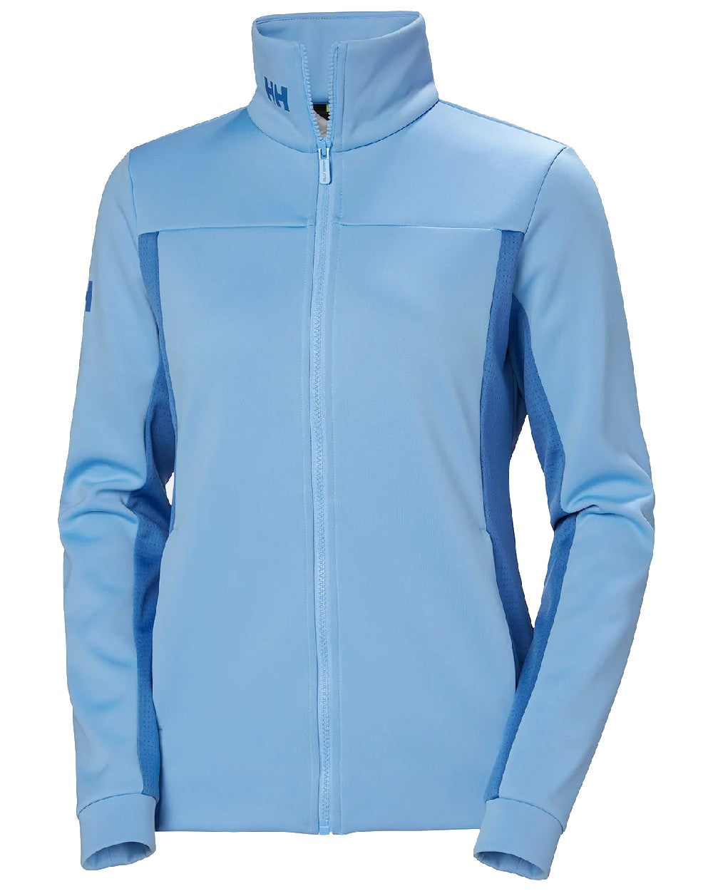 Bright Blue coloured Helly Hansen Womens Crew Fleece Jacket on white background 