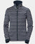 Navy Stripe coloured Helly Hansen Womens Crew Fleece Jacket on grey background #colour_navy-stripe