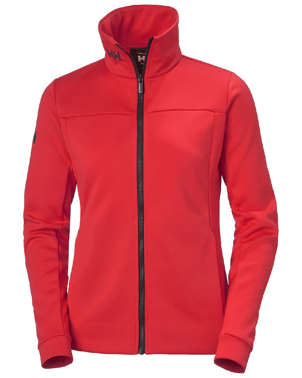 Red coloured Helly Hansen Womens Crew Fleece Jacket on white background 