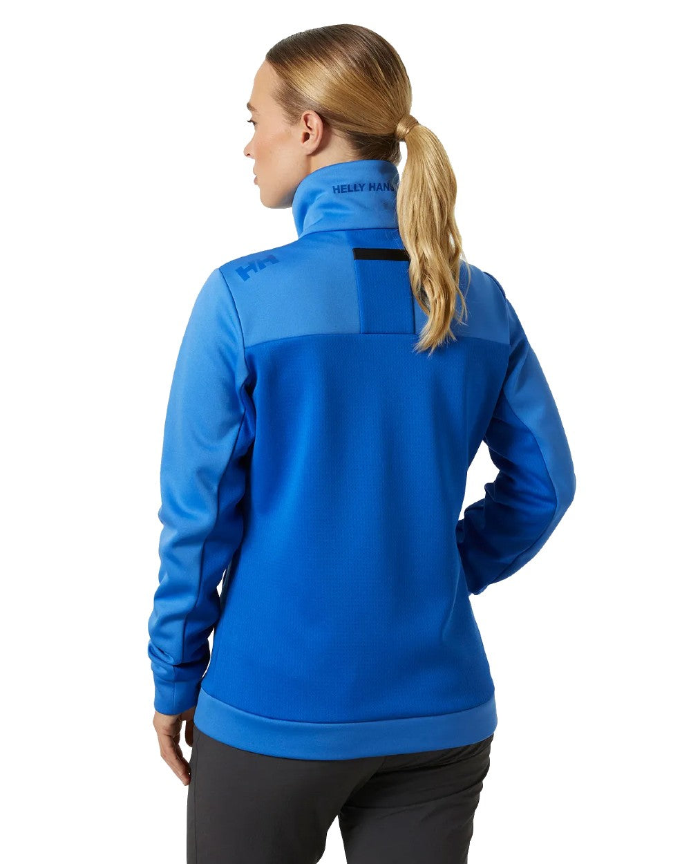 Ultra Blue coloured Helly Hansen Womens Crew Fleece Jacket on white background 