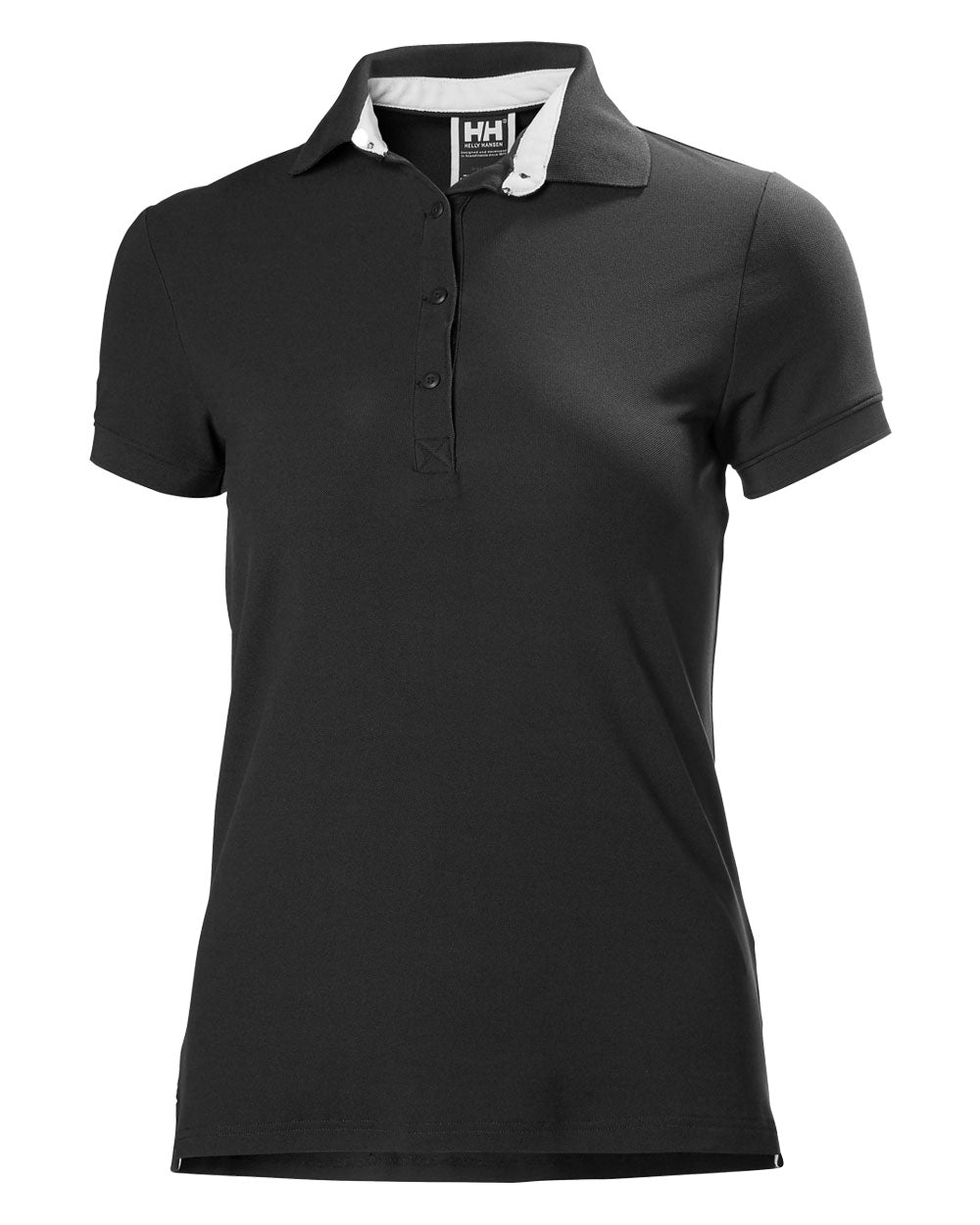 Ebony coloured Helly Hansen Womens Crewline Polo on White background 