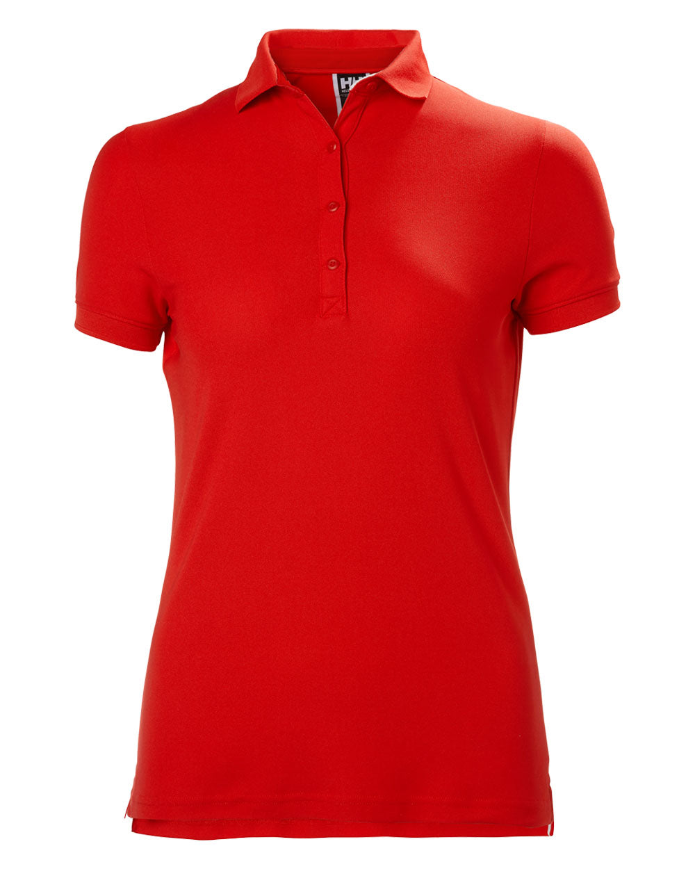 Flag Red coloured Helly Hansen Womens Crewline Polo on White background 