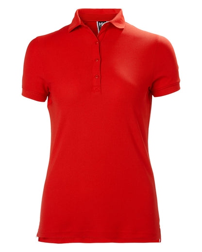 Flag Red coloured Helly Hansen Womens Crewline Polo on White background 
