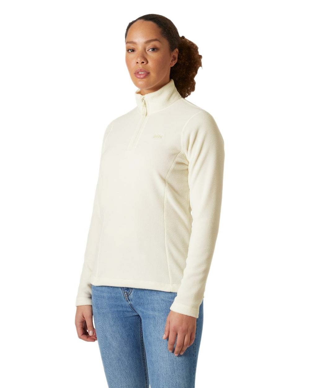 Snow Coloured Helly Hansen Womens Daybreaker Half Zip Fleece on White Background
