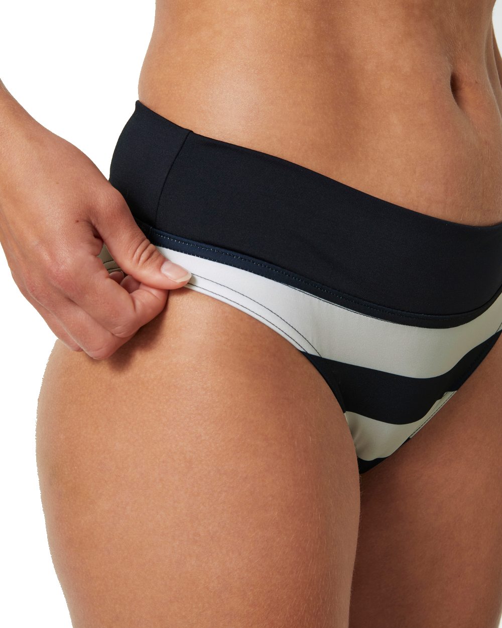 Navy Stripe coloured Helly Hansen Womens HP Bikini Bottom on white background 