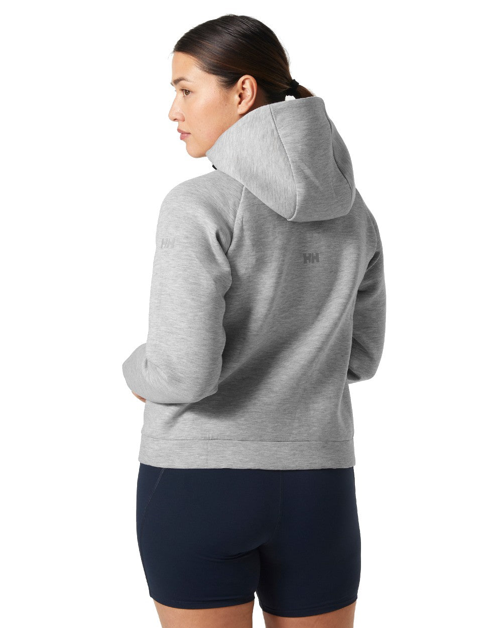 Grey Melange coloured Helly Hansen Womens HP Ocean Full Zip Sailiing Jacket 2.0 on white background 