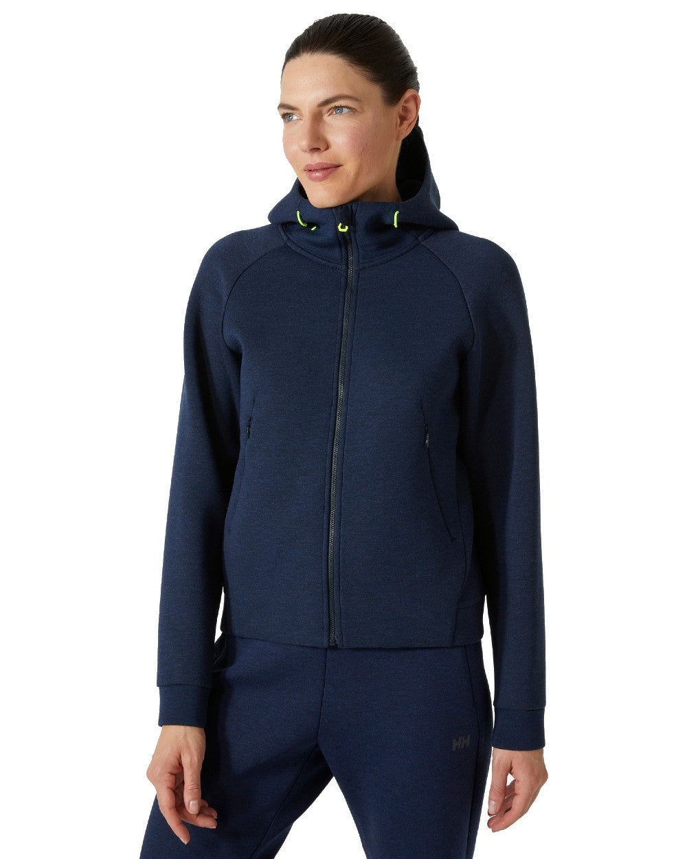 Navy coloured Helly Hansen Womens HP Ocean Full Zip Sailiing Jacket 2.0 on white background 