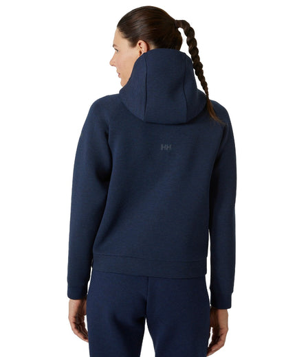 Navy coloured Helly Hansen Womens HP Ocean Full Zip Sailiing Jacket 2.0 on white background 