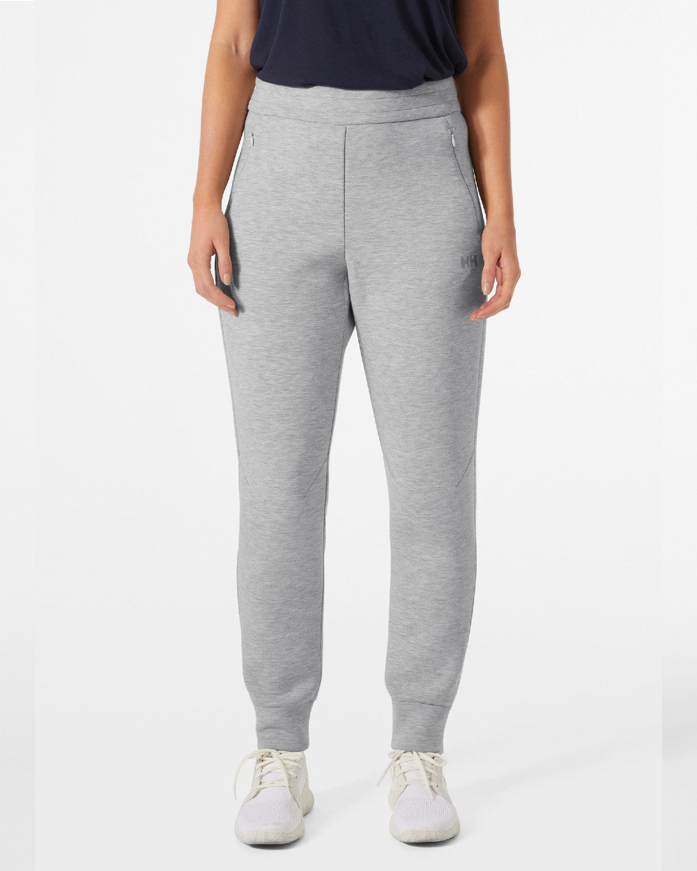 Grey Melange coloured Helly Hansen Womens HP Ocean Pants 2.0 on grey background 