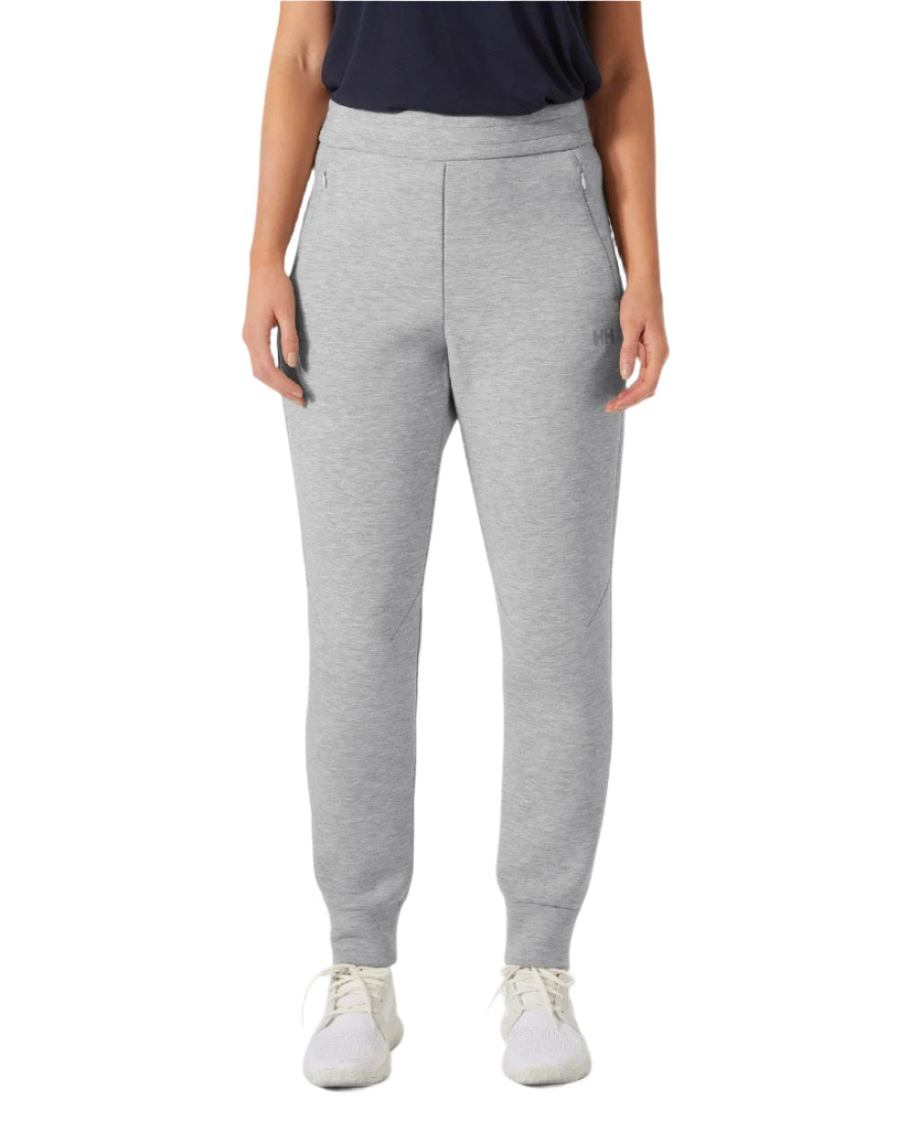 Grey Melange coloured Helly Hansen Womens HP Ocean Pants 2.0 on grey background 