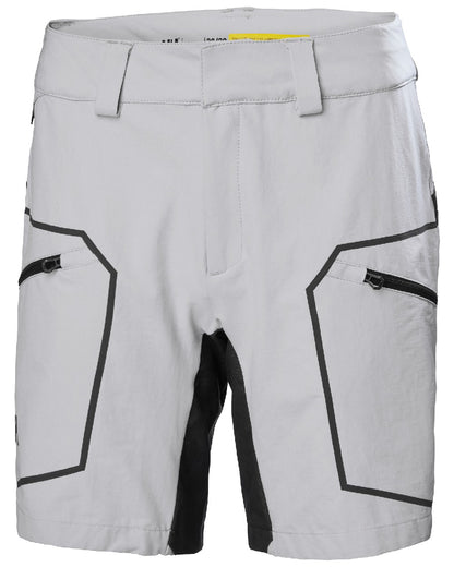 Grey Fog coloured Helly Hansen Womens HP Racing Deck Shorts on white background 