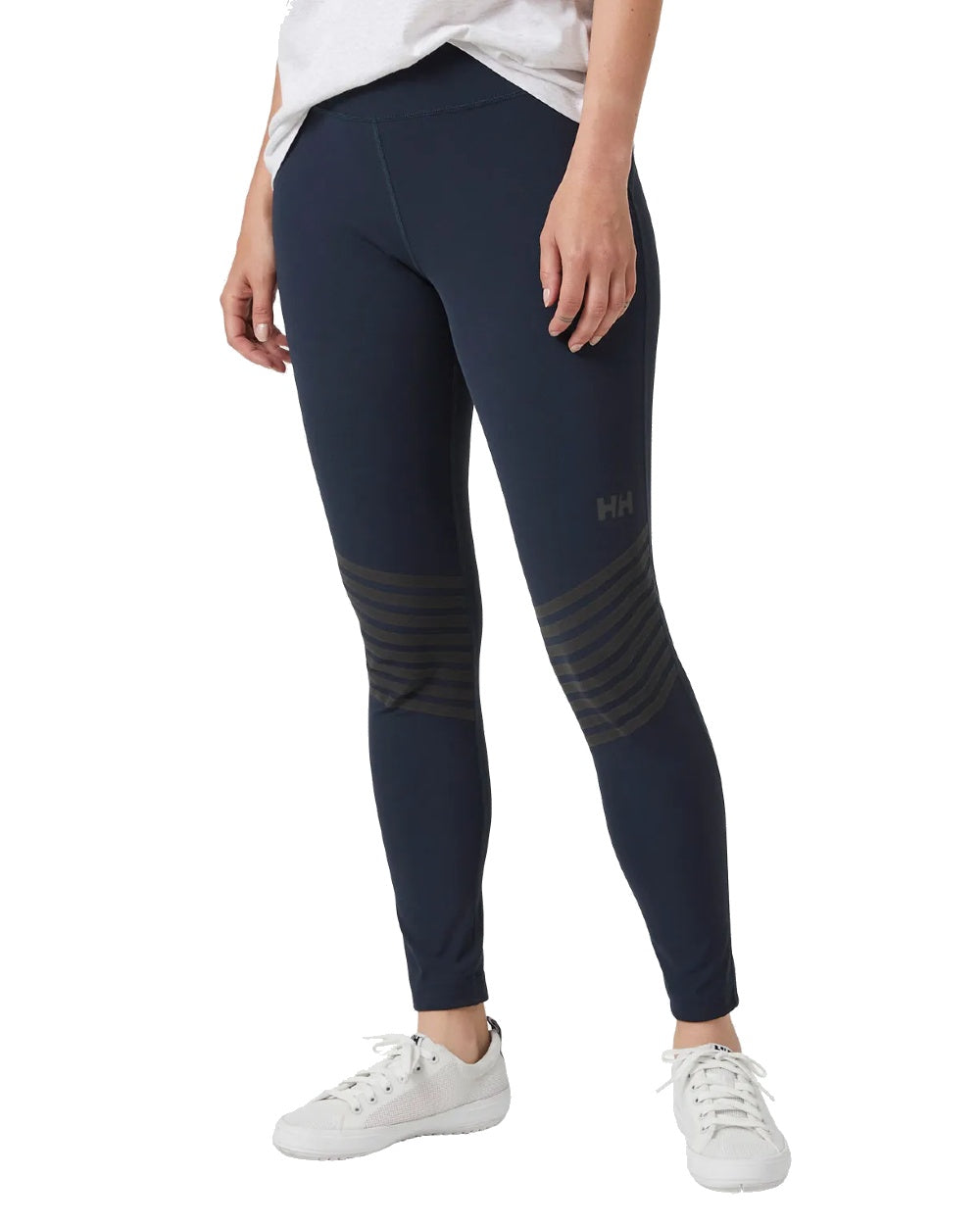 Navy coloured Helly Hansen Womens HP Racing Leggings on white background 