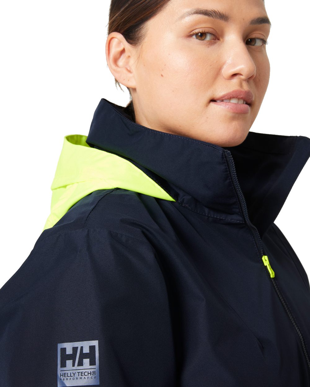 Navy coloured Helly Hansen Womens HP Racing Sailing Jacket 2.0 on white background 