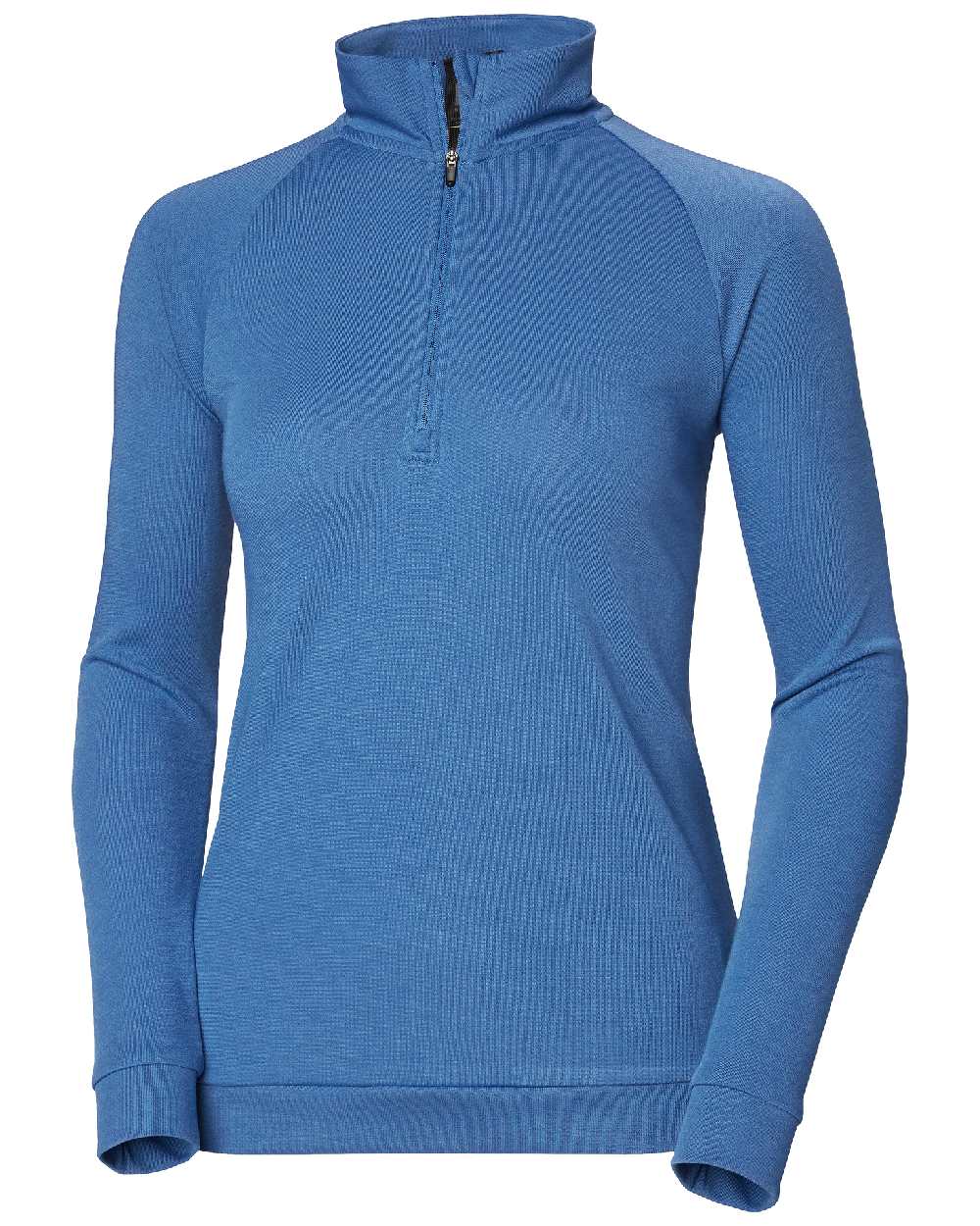 Azurite coloured Helly Hansen Womens Inshore Half Zip Pullover on white background  