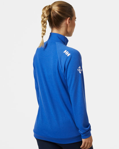 Cobalt 2.0 American Magic coloured Helly Hansen Womens Inshore Half Zip Pullover on grey background 