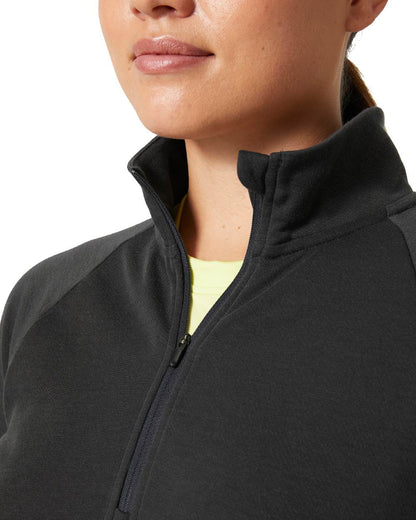 Ebony coloured Helly Hansen Womens Inshore Half Zip Pullover on white background 