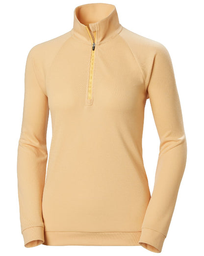 Miami Peach coloured Helly Hansen Womens Inshore Half Zip Pullover on white background 