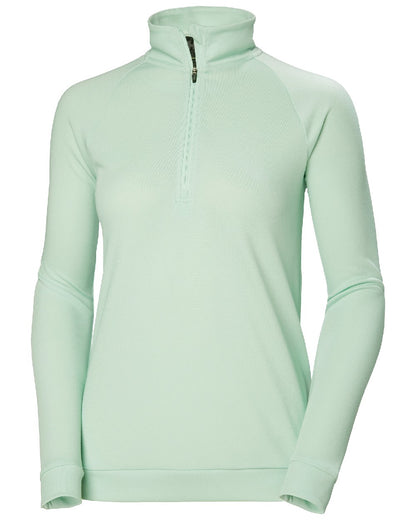 Mint coloured Helly Hansen Womens Inshore Half Zip Pullover on white background 
