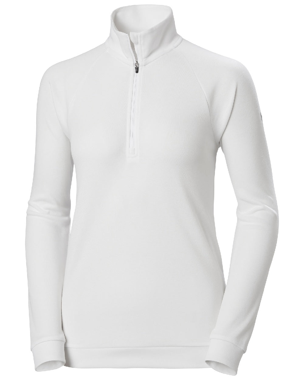 White coloured Helly Hansen Womens Inshore Half Zip Pullover on white background 