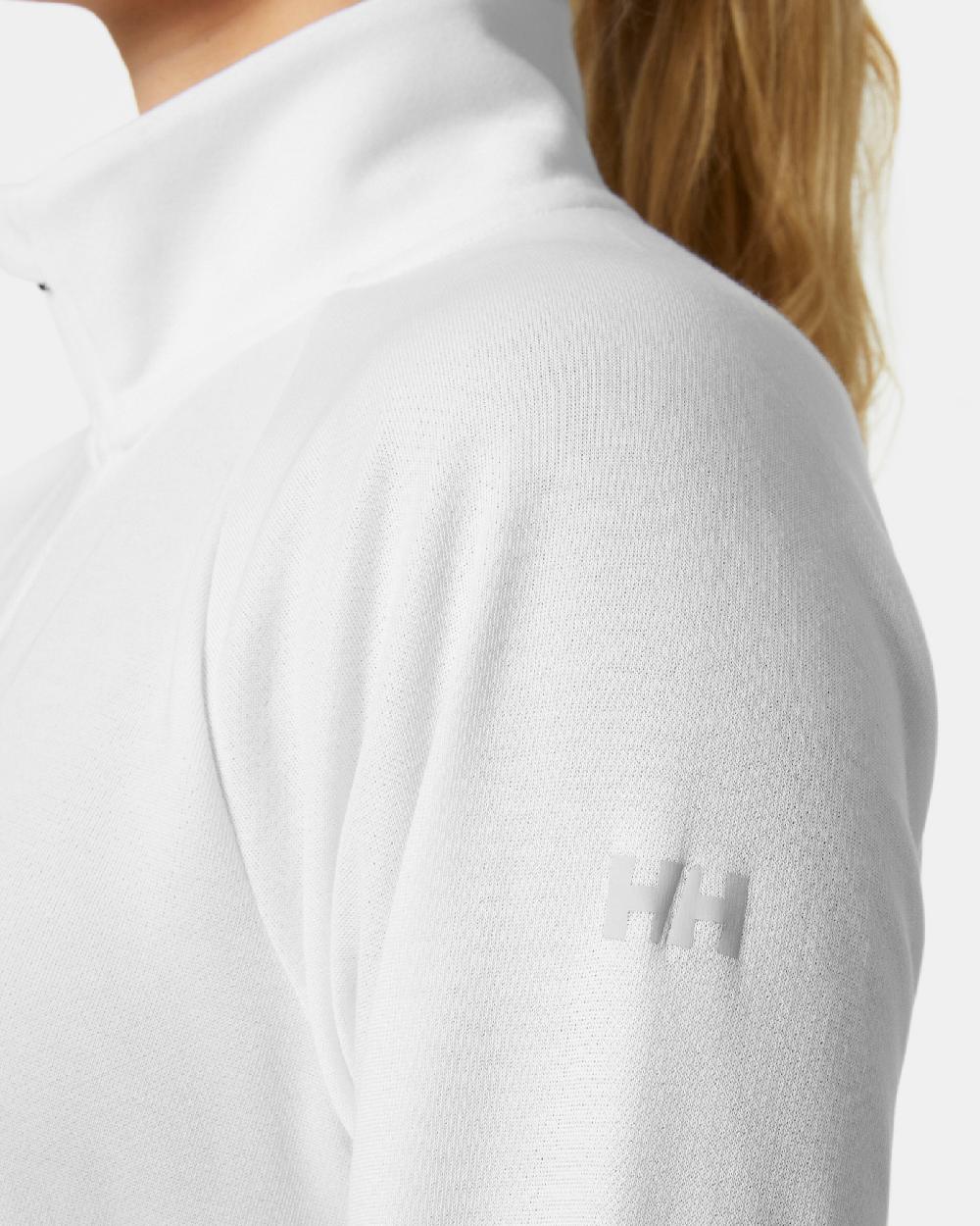 White coloured Helly Hansen Womens Inshore Half Zip Pullover on grey background 