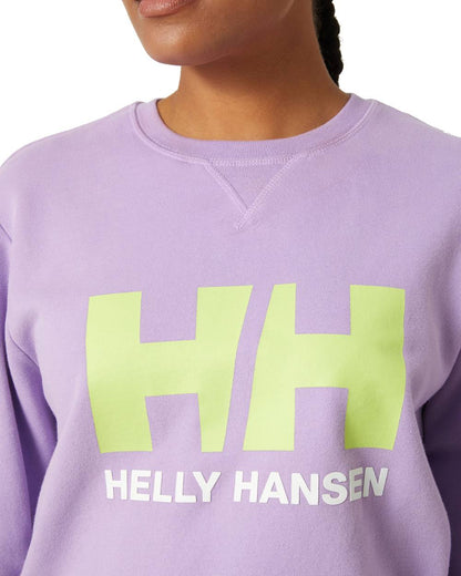 Heather coloured Helly Hansen Womens Logo Crew Sweatshirt on white background 