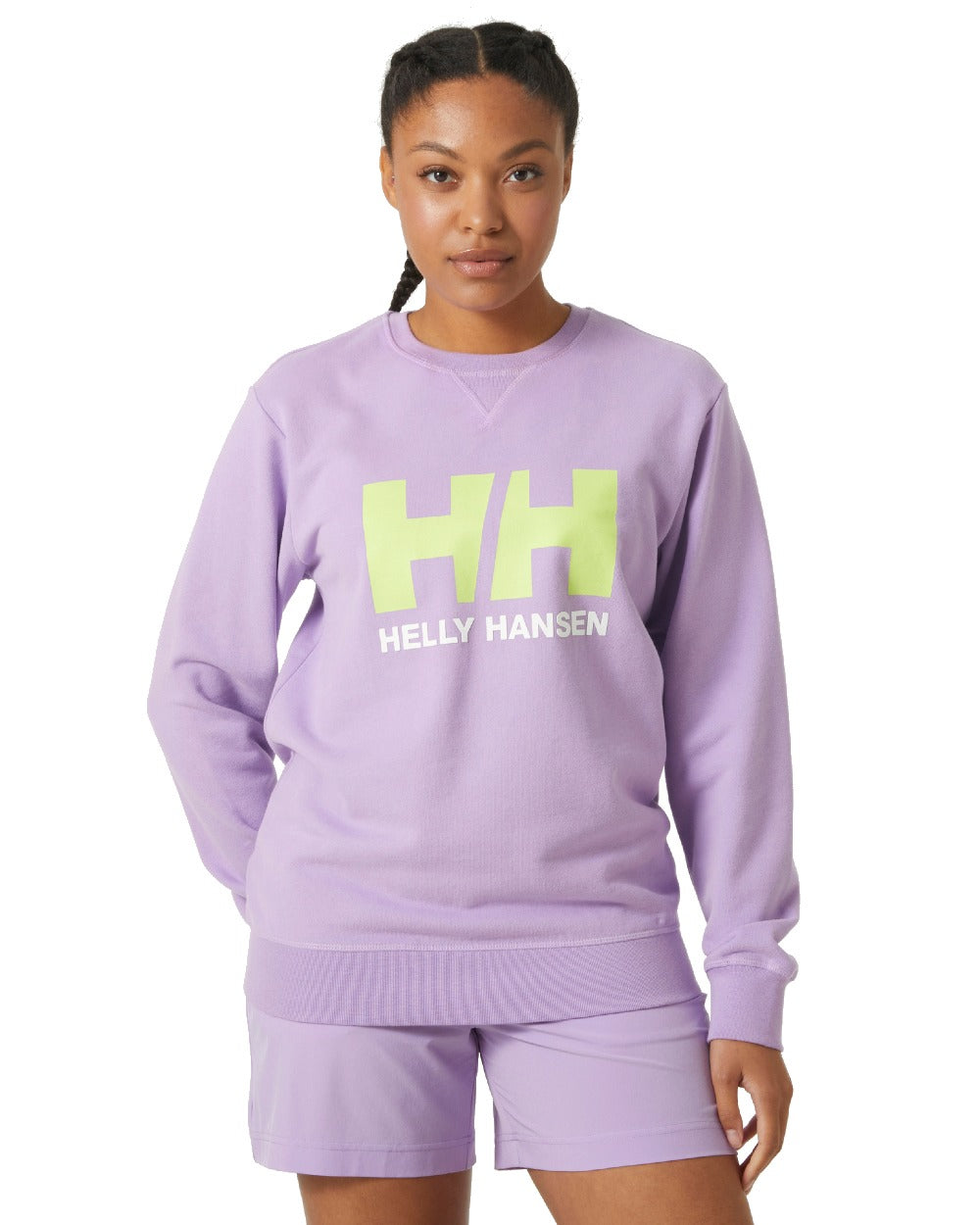 Heather coloured Helly Hansen Womens Logo Crew Sweatshirt on white background 