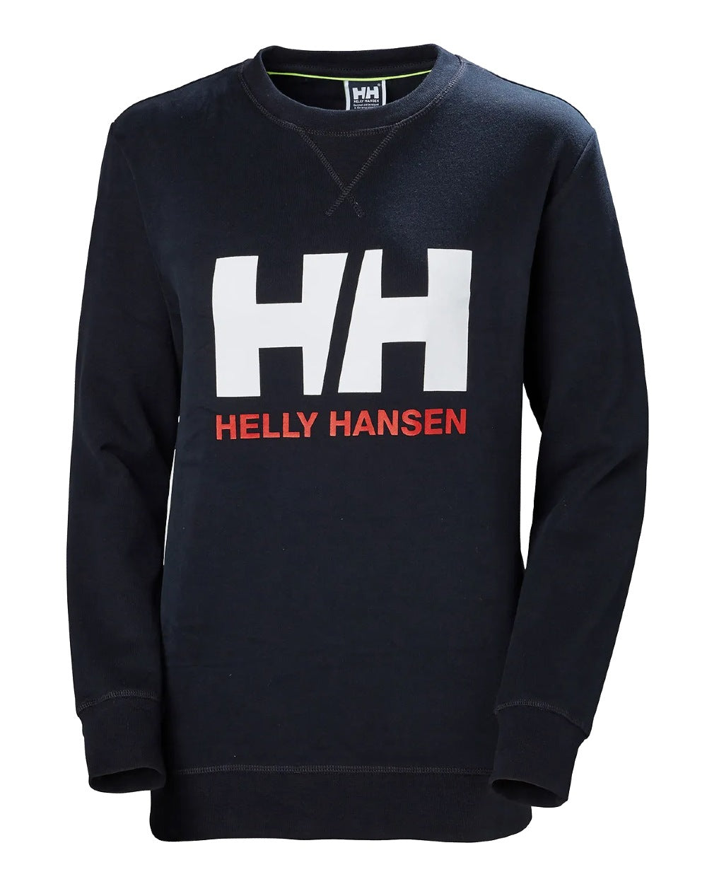 Navy coloured Helly Hansen Womens Logo Crew Sweatshirt on white background 