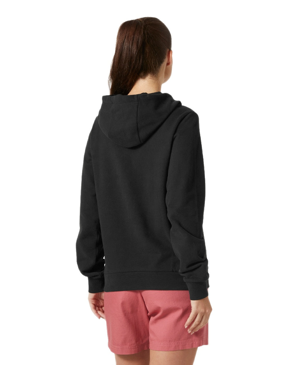 Black Coloured Helly Hansen Womens Logo Hoodie 2.0 on White Background
