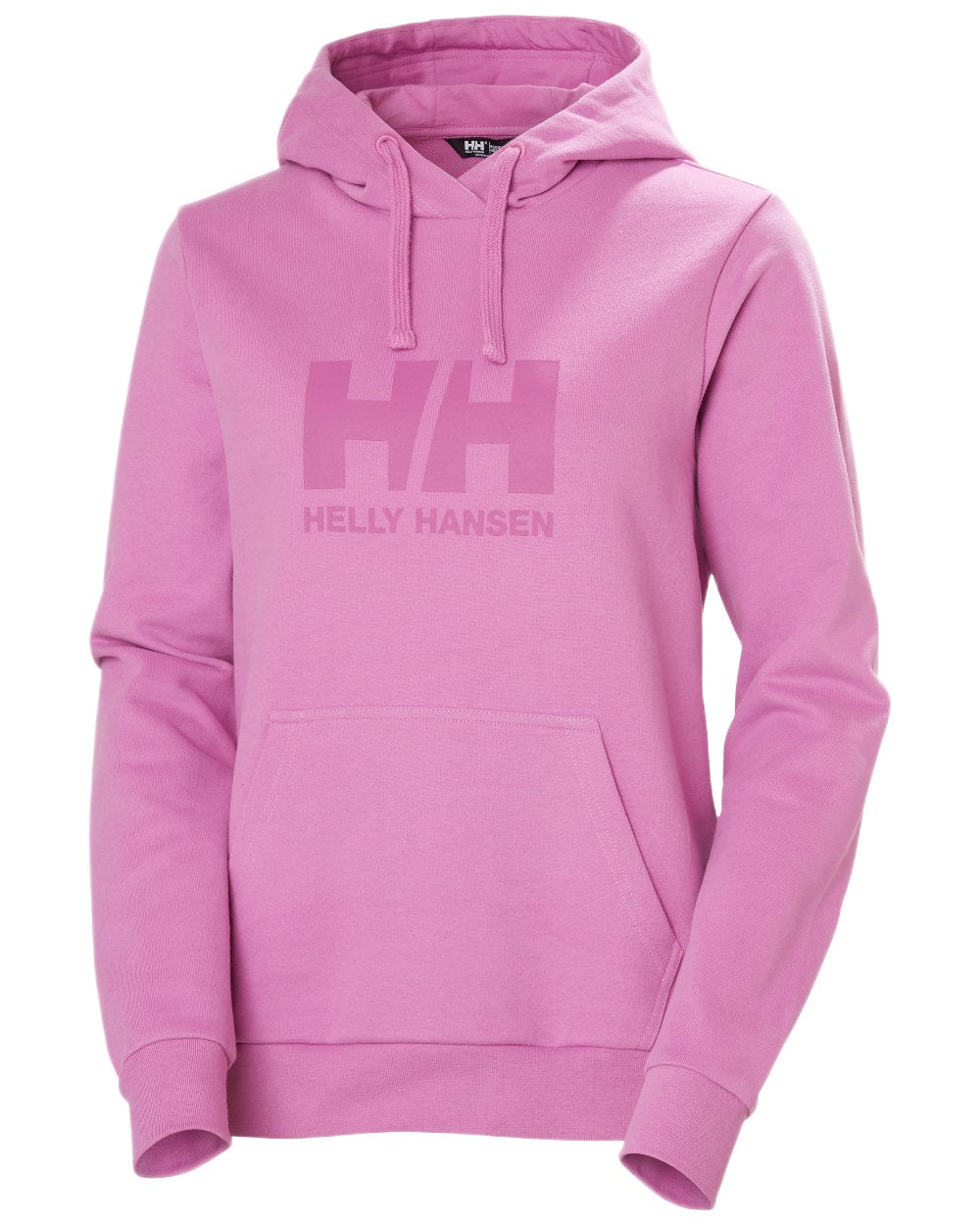 Meta Pink Coloured Helly Hansen Womens Logo Hoodie 2.0 on White Background
