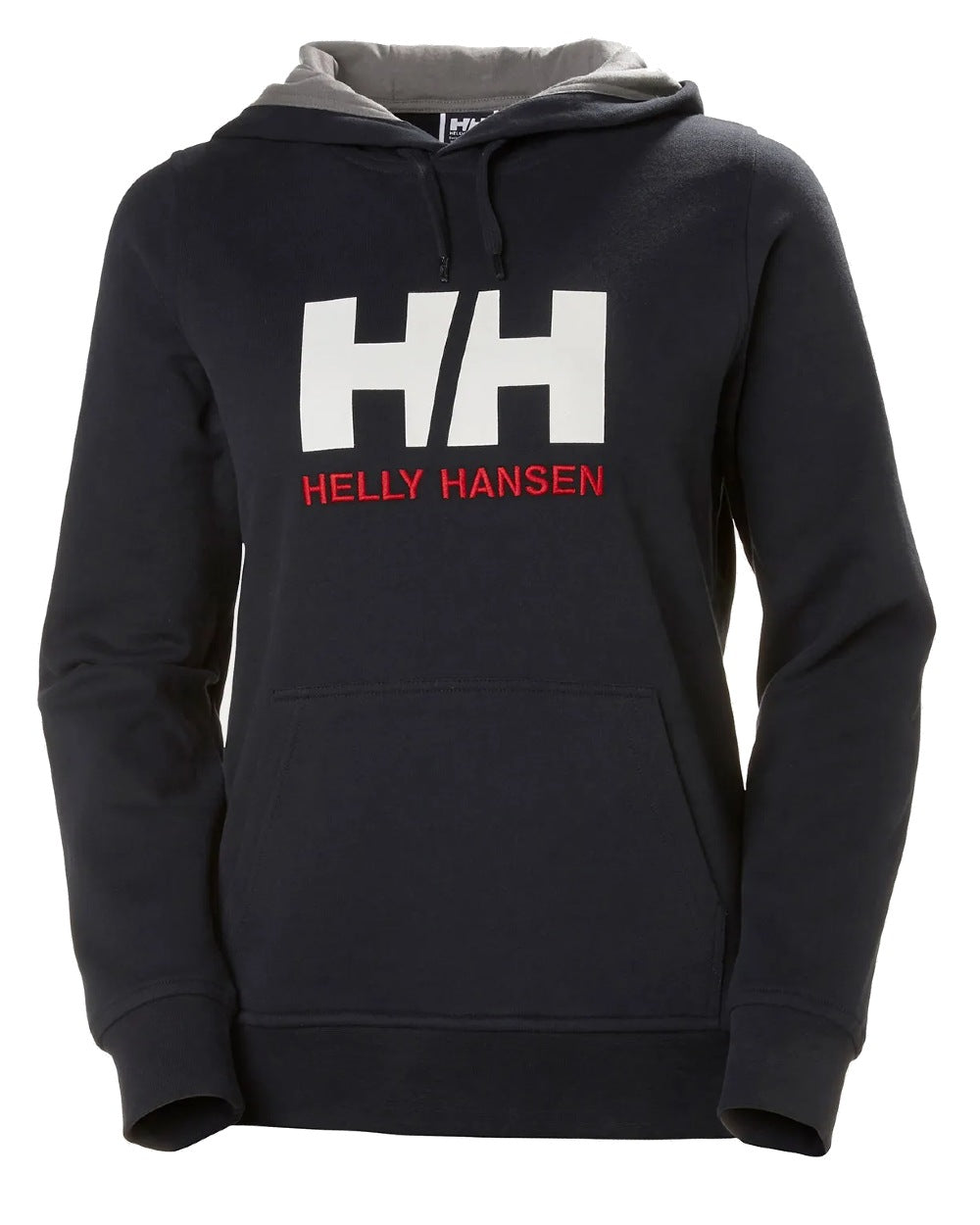 Navy coloured Helly Hansen Womens Logo Hoodie on white background 