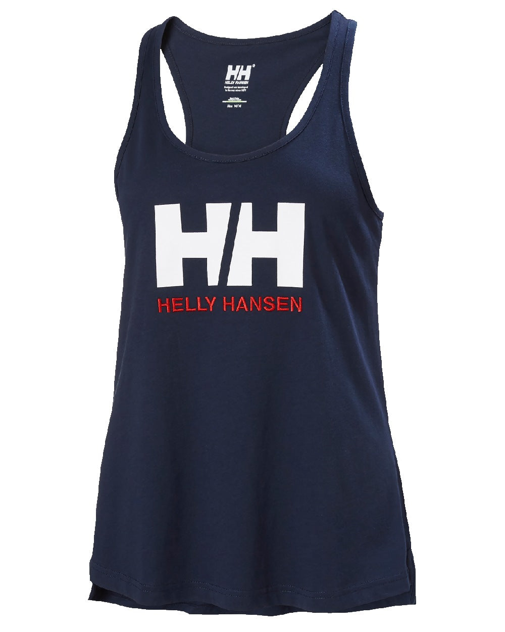 Navy coloured Helly Hansen Womens Logo Singlet on white background 