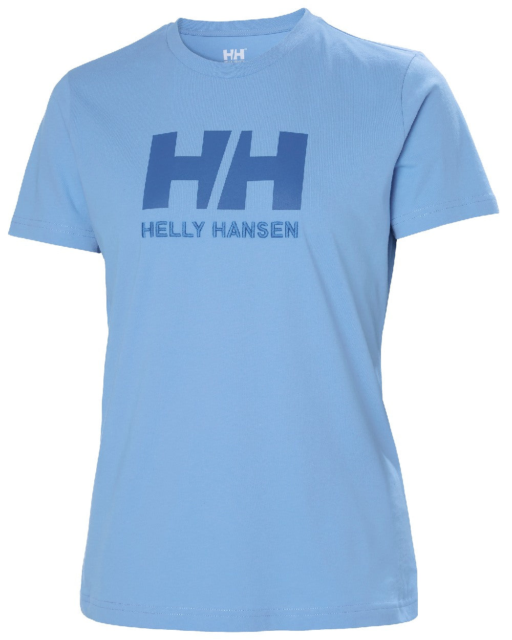 Bright Blue coloured Helly Hansen Womens Logo T-Shirt on white background 